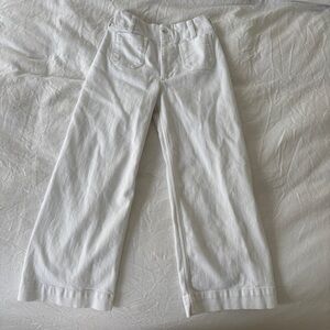 Maeve Anthropologie The Colette White Wide Leg Crop Jeans / Pants Size 25